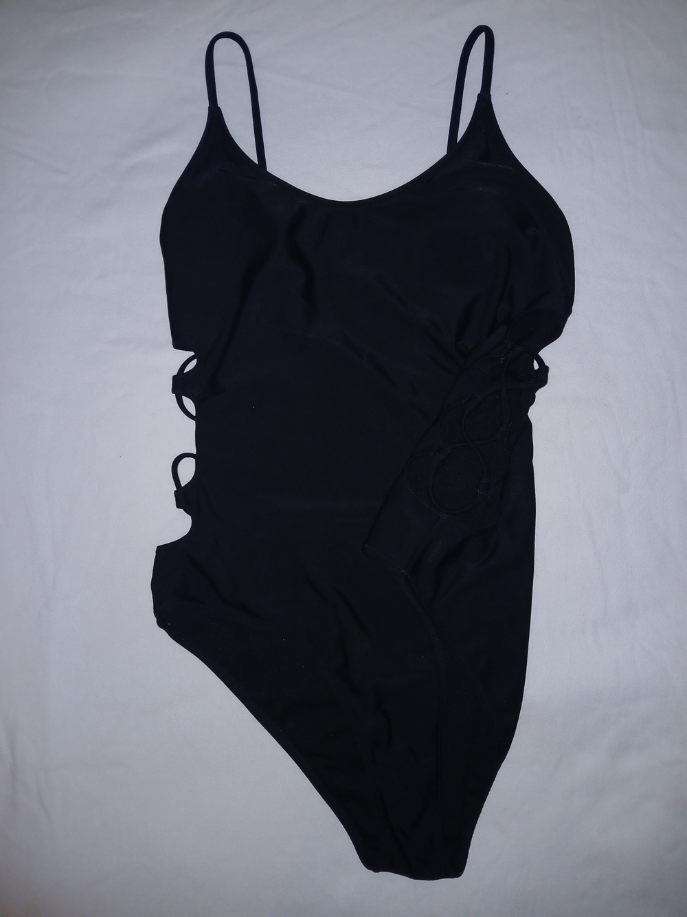 Women's Black Express Swim One-Piece Swimsuit with Side Ring Detail